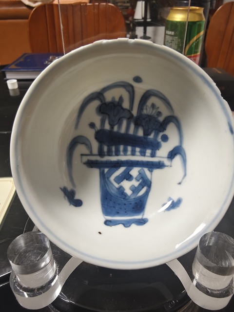 古玩陶瓷晚明青花玉璧底盤真品鑒賞圖