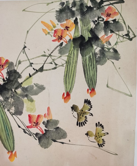 古玩字畫徐湛 晨光圖真品鑒賞圖