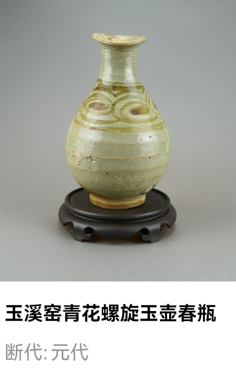 古玩陶瓷元末明初·青花螺旋紋玉壺春瓶真品鑒賞圖