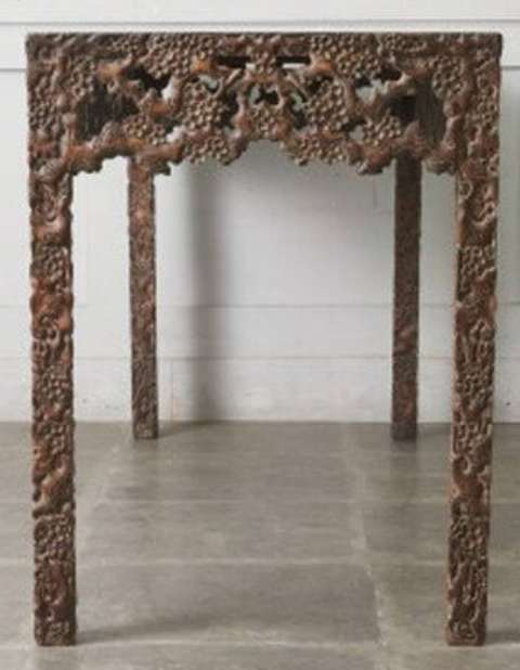 古玩雜項(xiàng)花梨木雕刻制作畫案真品鑒賞圖