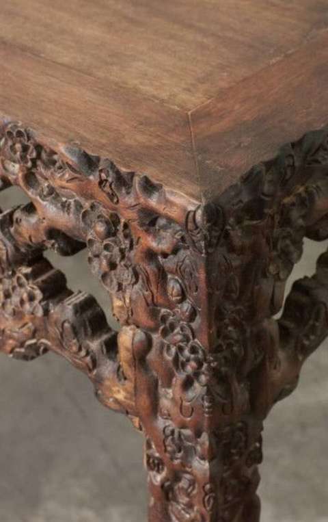 古玩雜項(xiàng)花梨木雕刻制作畫案真品鑒賞圖