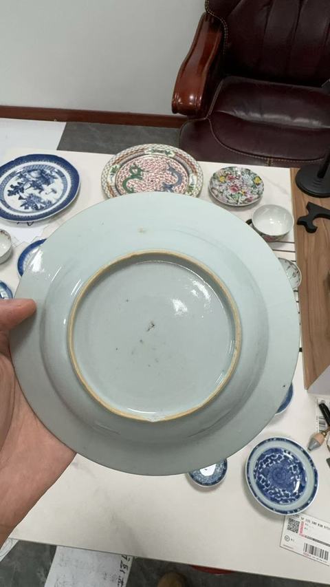 古玩陶瓷康熙青花花鳥盤真品鑒賞圖