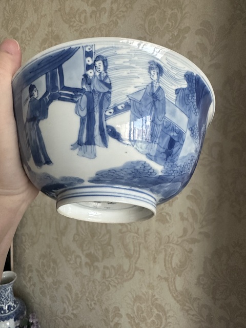古玩陶瓷人物紋青花碗真品鑒賞圖