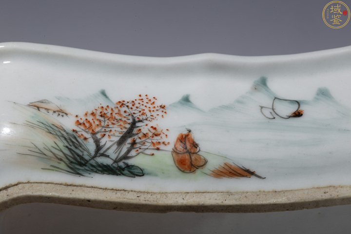 古玩陶瓷民國·淺絳彩山水紋水仙盆真品鑒賞圖