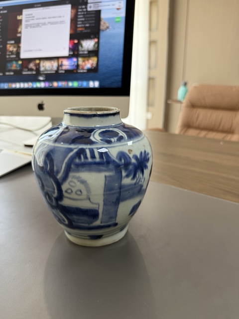 古玩陶瓷明代天啟青花高士圖罐真品鑒賞圖