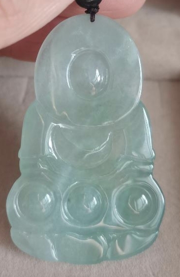 古玩玉器天然翡翠觀音掛件真品鑒賞圖