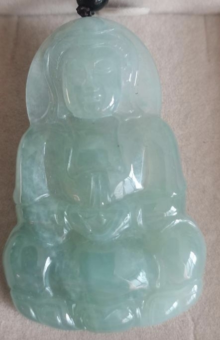 古玩玉器天然翡翠觀音掛件真品鑒賞圖