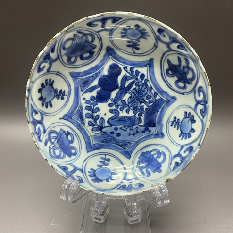 古玩陶瓷明萬歷·蘆雁紋青花盤拍賣,當前價格2260元