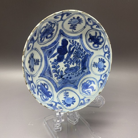 古玩陶瓷明萬歷·蘆雁紋青花盤拍賣,當前價格2260元
