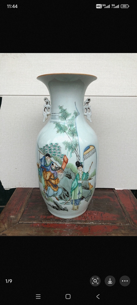 古玩陶瓷民國 人物雙耳瓶真品鑒賞圖
