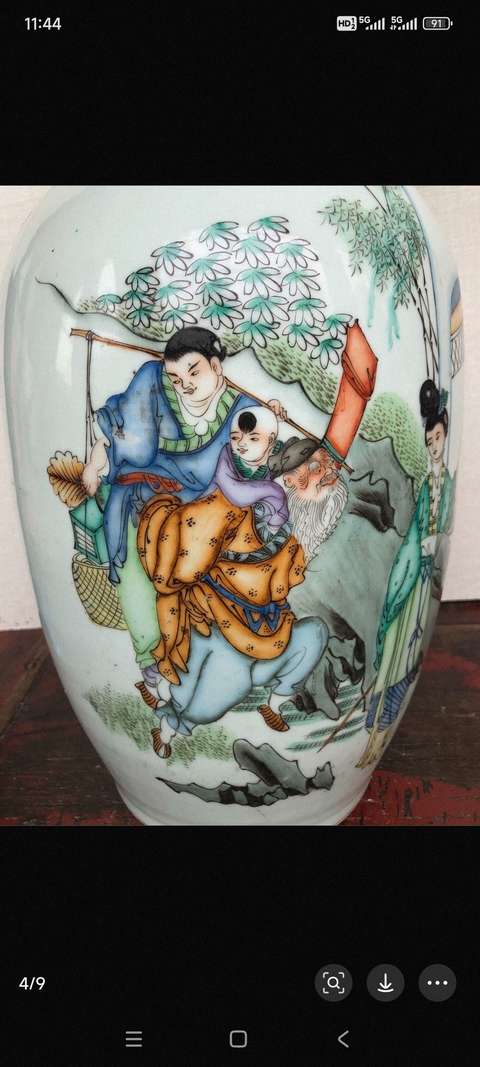 古玩陶瓷民國 人物雙耳瓶真品鑒賞圖