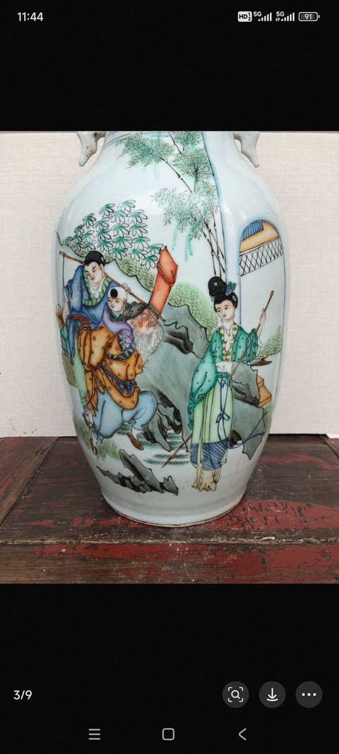 古玩陶瓷民國 人物雙耳瓶真品鑒賞圖