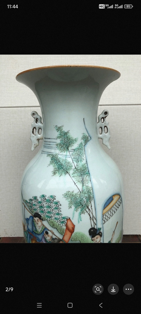 古玩陶瓷民國 人物雙耳瓶真品鑒賞圖