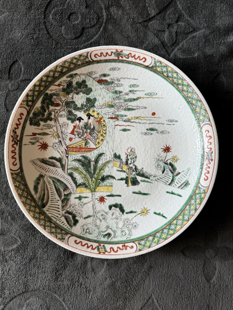 古玩陶瓷五彩人物故事紋盤真品鑒賞圖