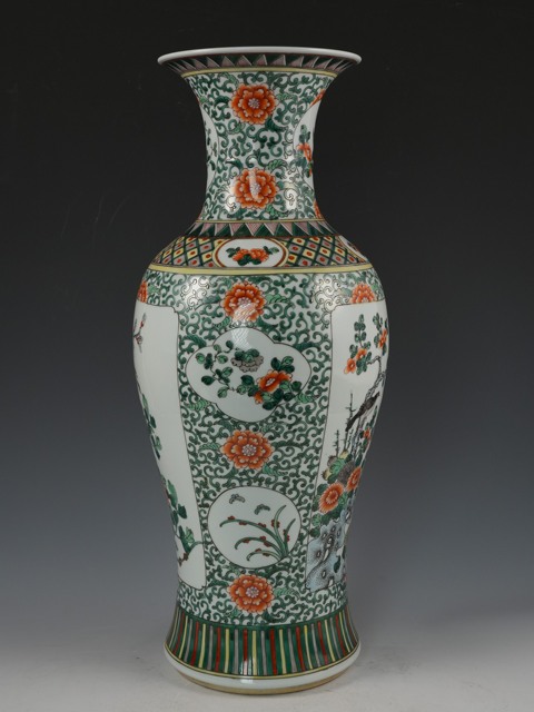 古玩陶瓷清·五彩花鳥紋觀音瓶真品鑒賞圖