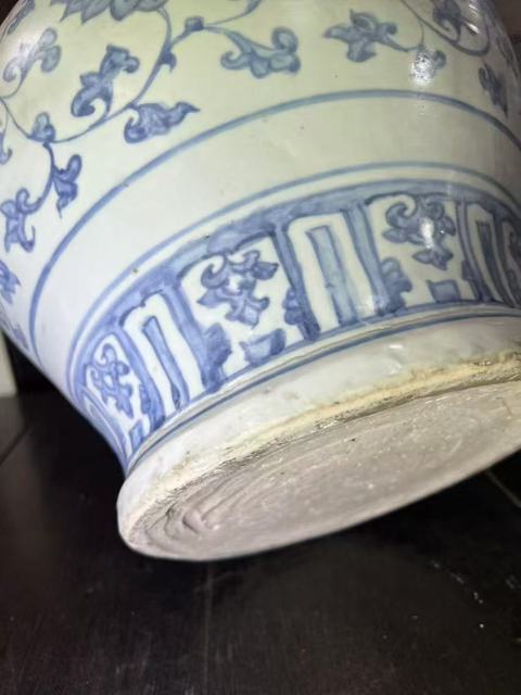 古玩陶瓷青花纏枝花卉紋罐，注意品相真品鑒賞圖