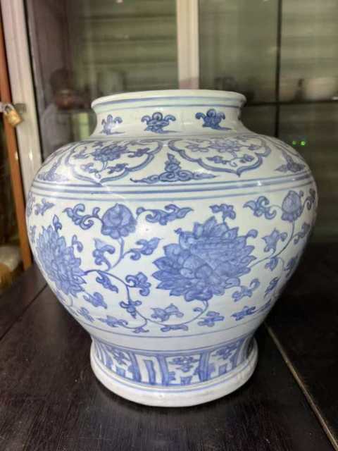 古玩陶瓷青花纏枝花卉紋罐，注意品相真品鑒賞圖
