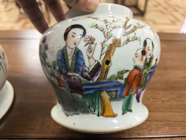古玩陶瓷民國粉彩人物將軍罐真品鑒賞圖
