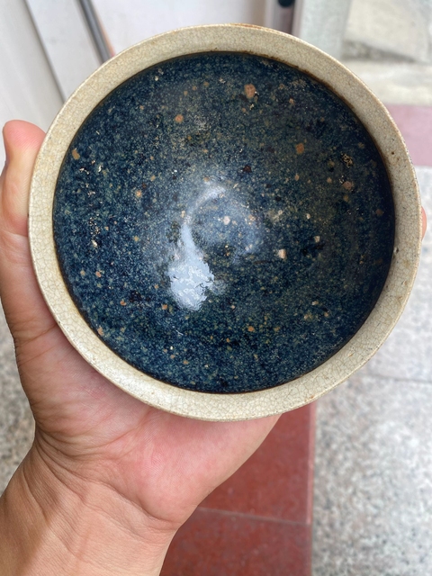 古玩陶瓷贛州窯窯變釉白覆輪茶盞真品鑒賞圖