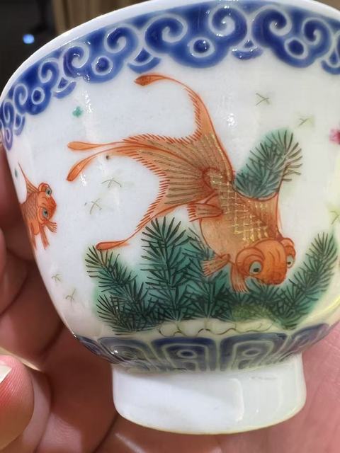 古玩陶瓷粉彩金玉滿堂杯真品鑒賞圖