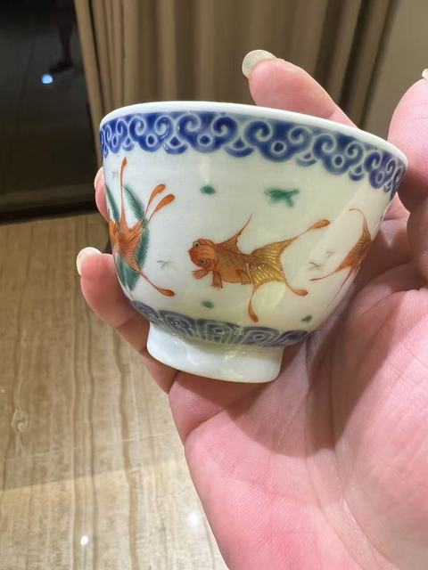 古玩陶瓷粉彩金玉滿堂杯真品鑒賞圖