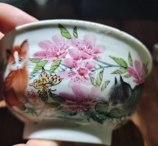 古玩陶瓷粉彩耄耋紋碗真品鑒賞圖