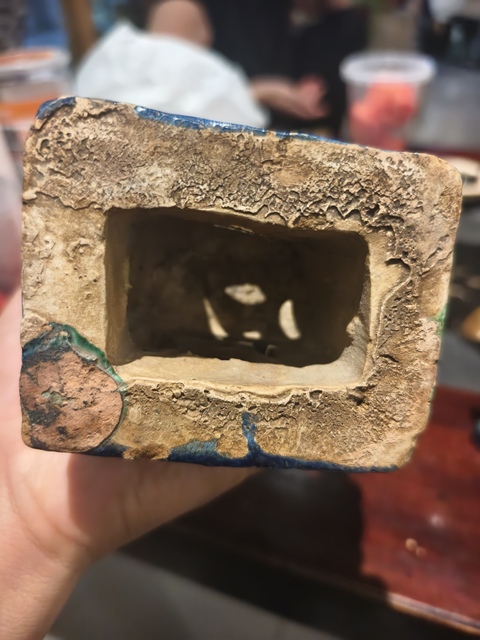 古玩陶瓷素三彩雙獅香爐真品鑒賞圖