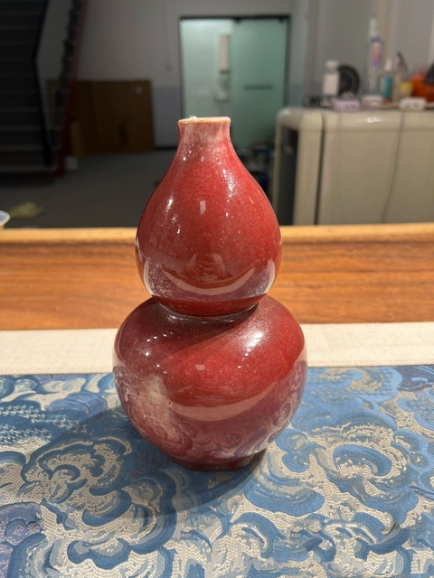 古玩陶瓷郎紅釉葫蘆瓶拍賣,當前價格8900元