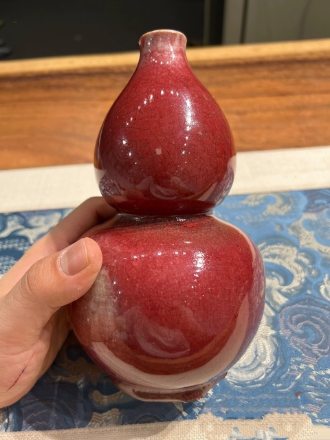 古玩陶瓷郎紅釉葫蘆瓶拍賣,當前價格8900元
