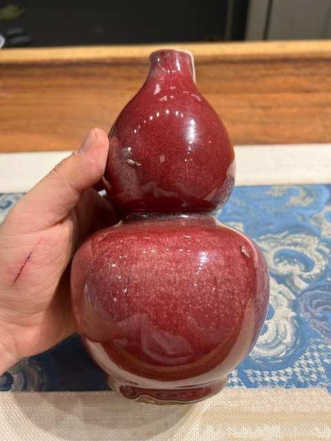 古玩陶瓷郎紅釉葫蘆瓶拍賣,當前價格8900元
