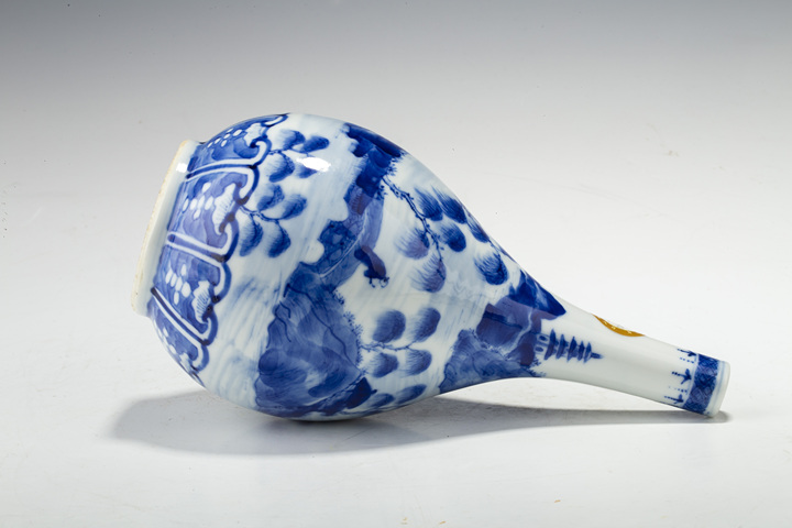 古玩陶瓷清晚·青花通景山水人物紋膽瓶拍賣，當前價格954元