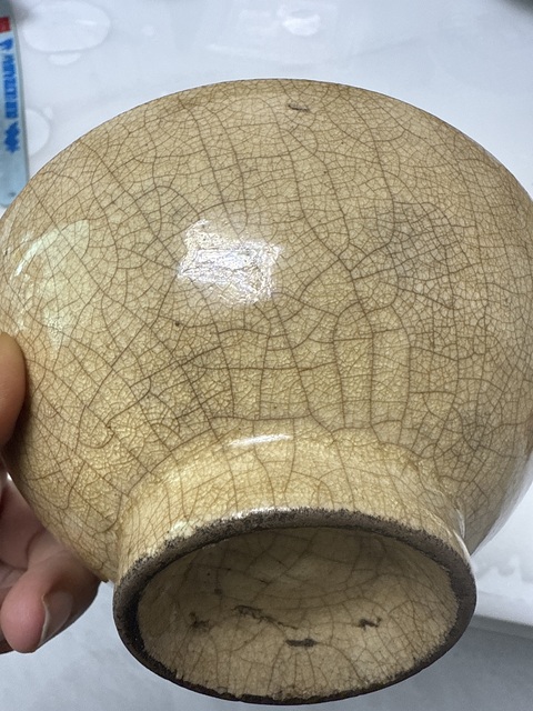 古玩陶瓷漳州窯哥釉茶碗真品鑒賞圖