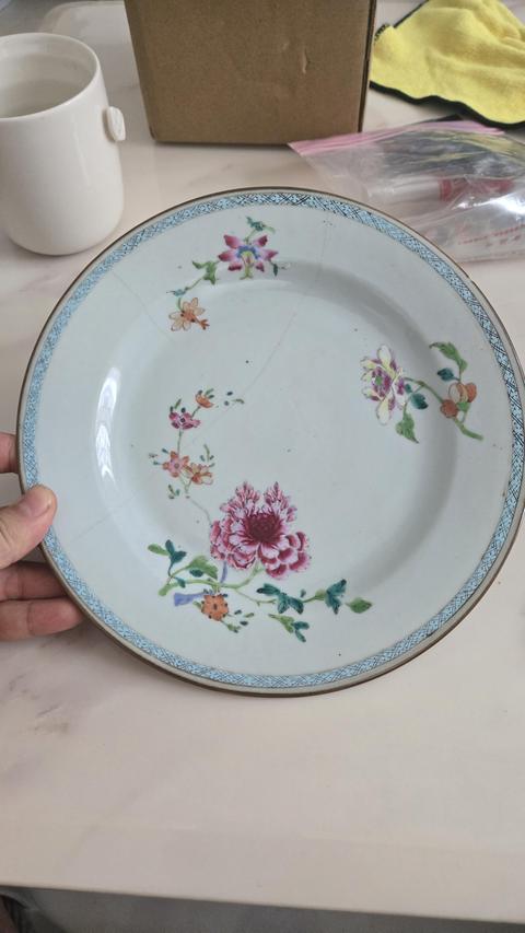 古玩陶瓷雍正粉彩花卉盤真品鑒賞圖