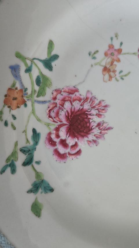 古玩陶瓷雍正粉彩花卉盤真品鑒賞圖