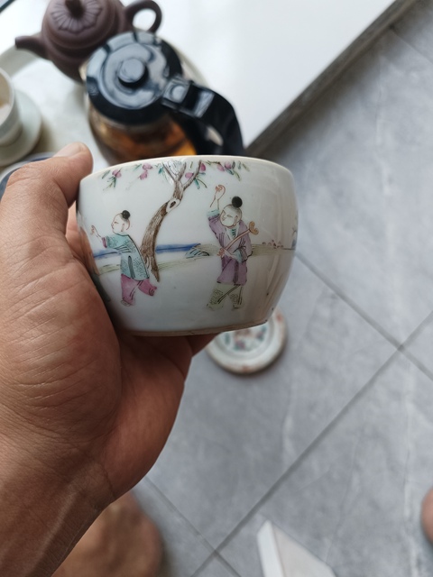 古玩陶瓷粉彩嬰戲圖蓋缸真品鑒賞圖