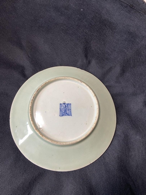 古玩陶瓷花鳥蝶紋廣彩盤真品鑒賞圖