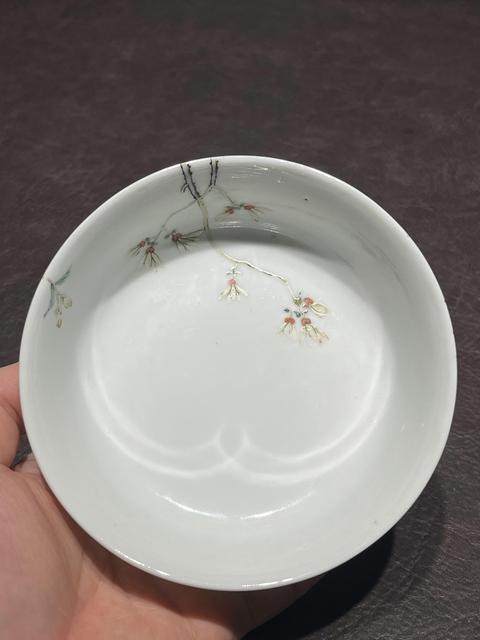 古玩陶瓷粉彩過(guò)枝花卉紋墩式碗真品鑒賞圖