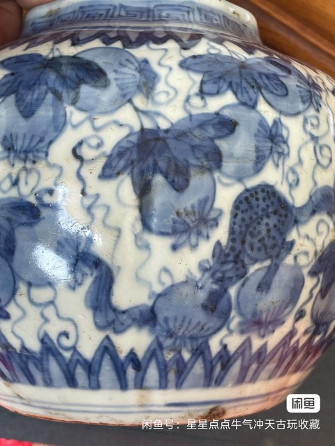 古玩陶瓷松鼠青花罐真品鑒賞圖