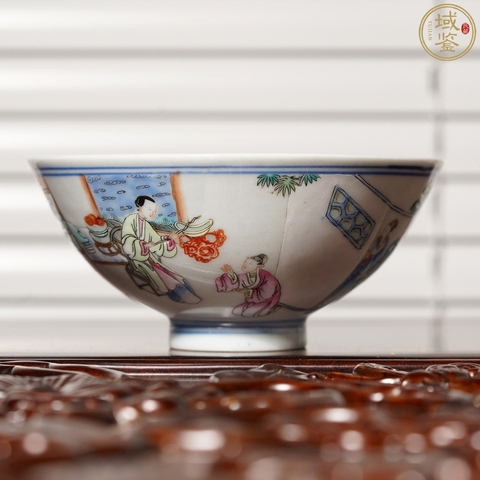 古玩陶瓷乾隆粉彩人物故事紋碗真品鑒賞圖