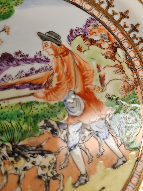 古玩陶瓷廣彩西洋人物掛盤真品鑒賞圖