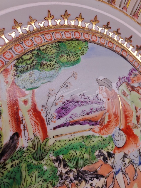古玩陶瓷廣彩西洋人物掛盤真品鑒賞圖