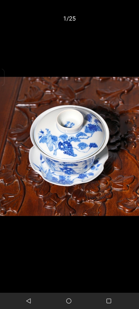 古玩陶瓷民國 青花蓋碗真品鑒賞圖