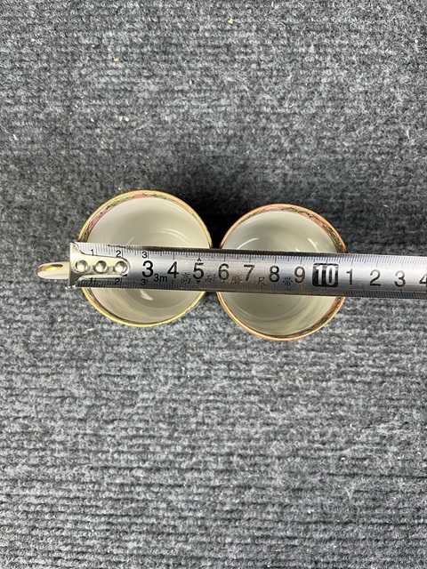 古玩陶瓷廣彩人物花鳥紋把杯真品鑒賞圖
