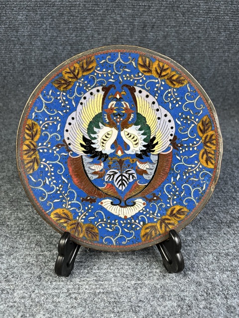 古玩雜項銅胎掐絲琺瑯賞盤真品鑒賞圖
