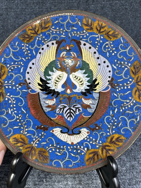 古玩雜項銅胎掐絲琺瑯賞盤真品鑒賞圖