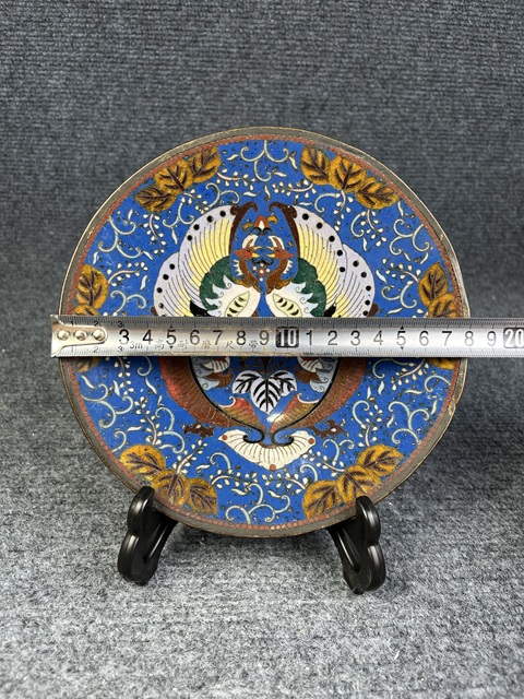 古玩雜項銅胎掐絲琺瑯賞盤真品鑒賞圖