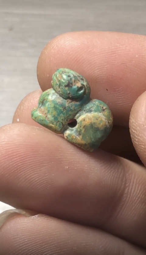 古玩玉器仿古松石虎型件真品鑒賞圖