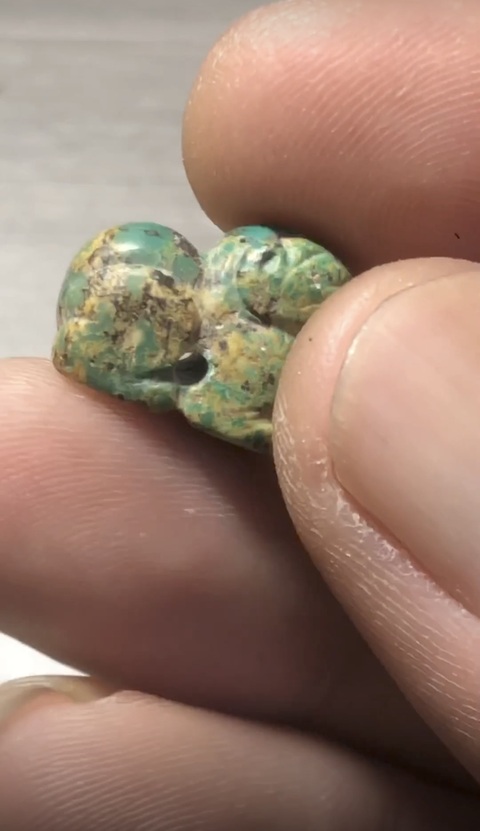 古玩玉器仿古松石虎型件真品鑒賞圖