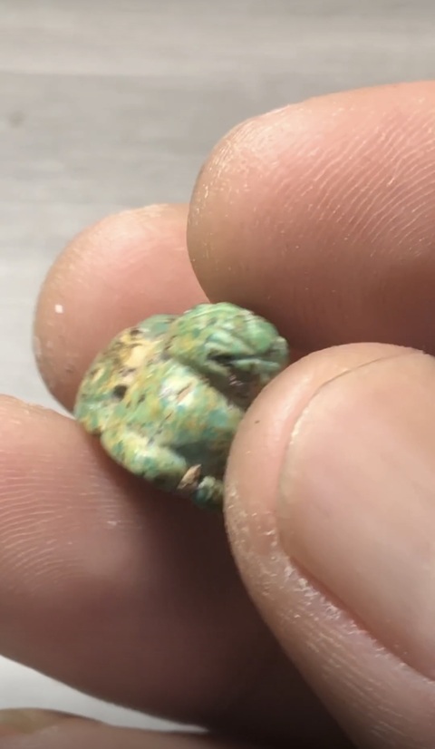 古玩玉器仿古松石虎型件真品鑒賞圖