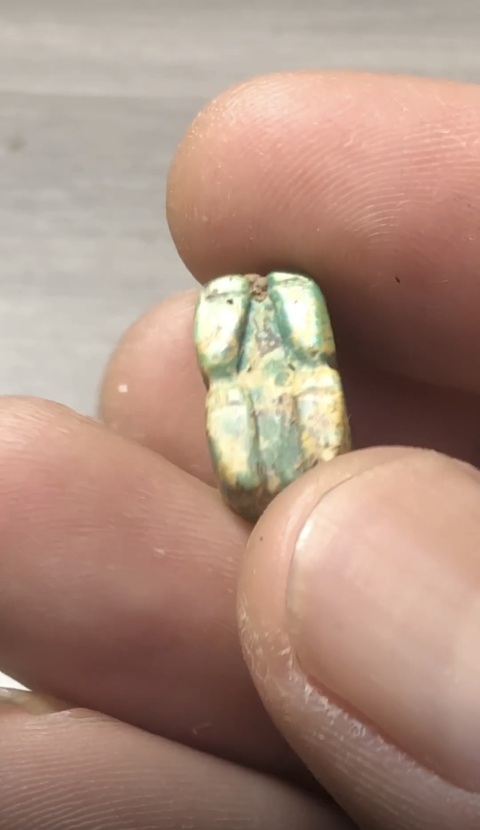 古玩玉器仿古松石虎型件真品鑒賞圖